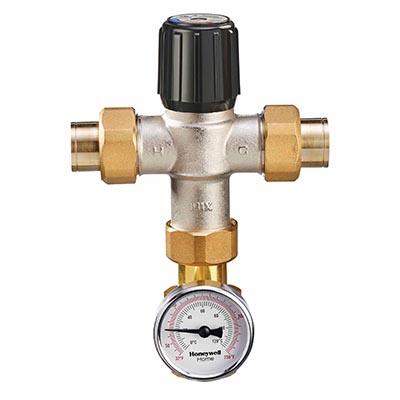1 in. Low lead thermostatic mixing valve with temperature gauge