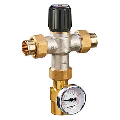 3/4 in. Low lead thermostatic mixing valve with temperature gauge